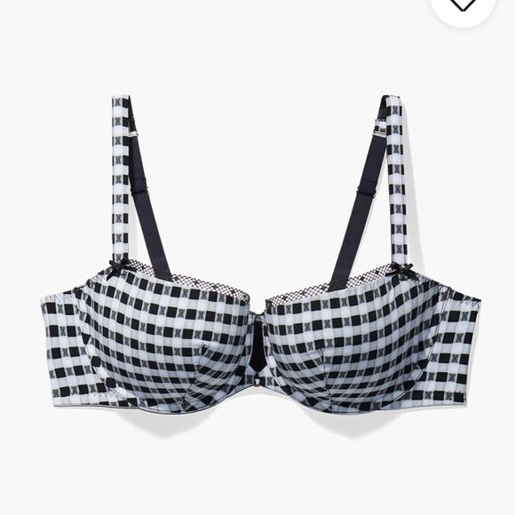 Savage Fenty Gingham Remix LowCut Balconette Padded Bra Logo Check Print 36D nwt - Picture 5 of 8